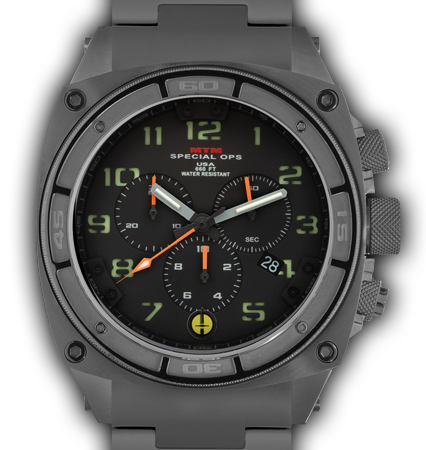 Predator II Grey Tit Black Dial Black Sub Dial Lumi Number - Tit Band-Orange Hand